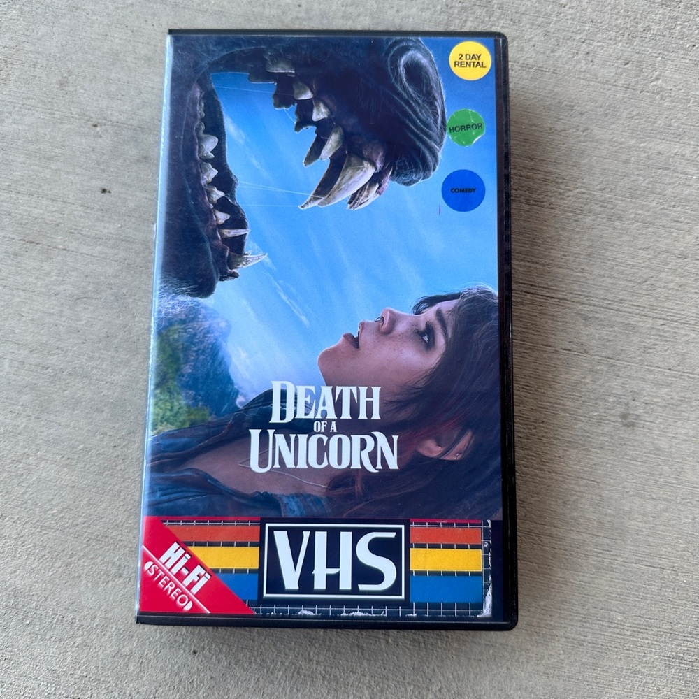 A24 Death of a Unicorn on VHS Tape Jenna Ortega New